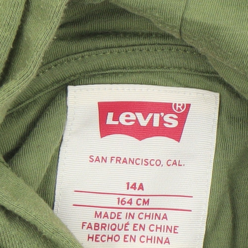 Levi's Boys Green Pullover Hoodie 14A (164cm) Cotton Blend Logo Design