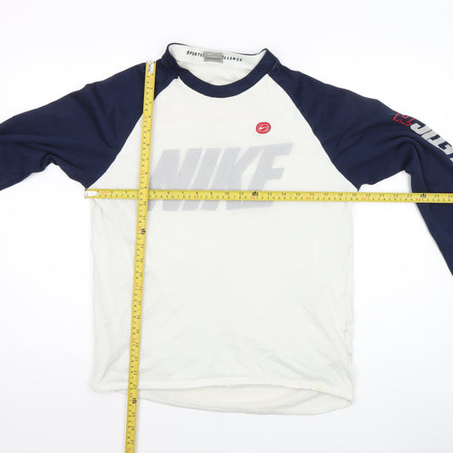 Nike Boys White Blue Long Sleeve Athletic T-Shirt Size L