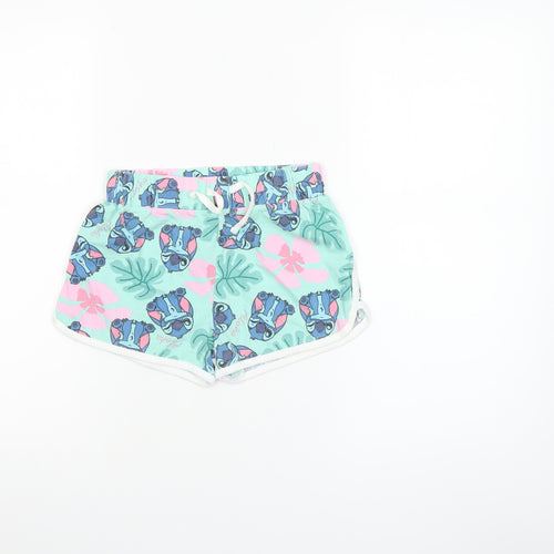 Disney Girls Stitch Multicoloured Sweat Shorts 8-9 Years Cotton Summer