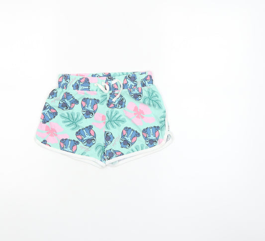 Disney Girls Stitch Multicoloured Sweat Shorts 8-9 Years Cotton Summer