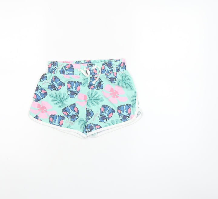 Disney Girls Stitch Multicoloured Sweat Shorts 8-9 Years Cotton Summer