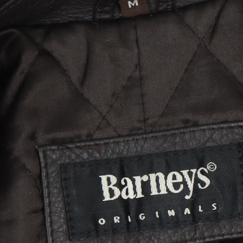 Barneys Originals Men’s Brown Leather Mid-Length Overcoat M