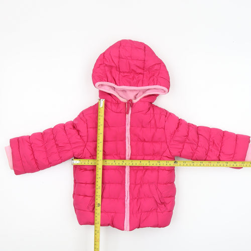 Mamas & Papas Girls Pink Hooded Puffer Jacket 18-24 Months Winter Coat