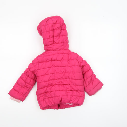 Mamas & Papas Girls Pink Hooded Puffer Jacket 18-24 Months Winter Coat