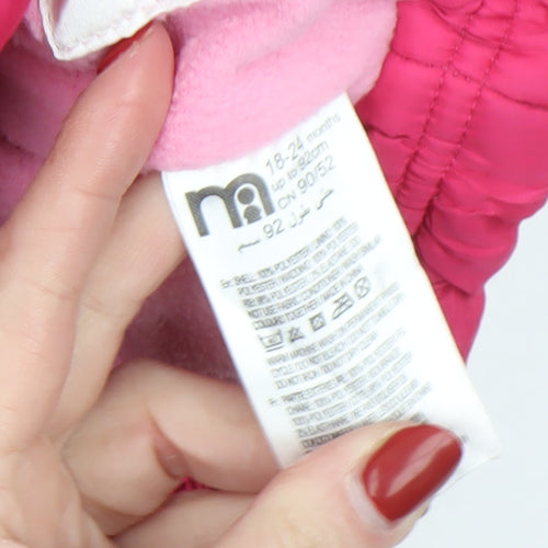 Mamas & Papas Girls Pink Hooded Puffer Jacket 18-24 Months Winter Coat