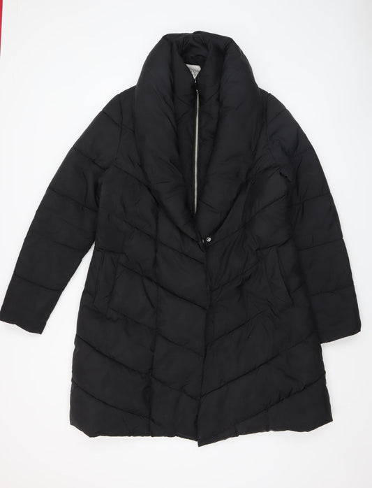 Fig & Basil Women's Black Size 12 Long Puffer Coat