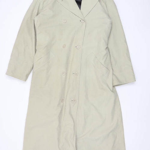 Gianfranco Corneli Women Beige Size 10 Long Trench Coat Belted Cotton Classic
