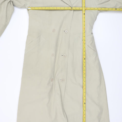 Gianfranco Corneli Women Beige Size 10 Long Trench Coat Belted Cotton Classic
