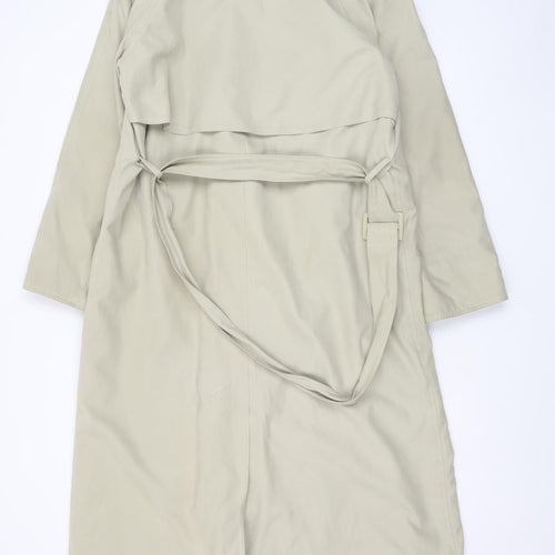 Gianfranco Corneli Women Beige Size 10 Long Trench Coat Belted Cotton Classic