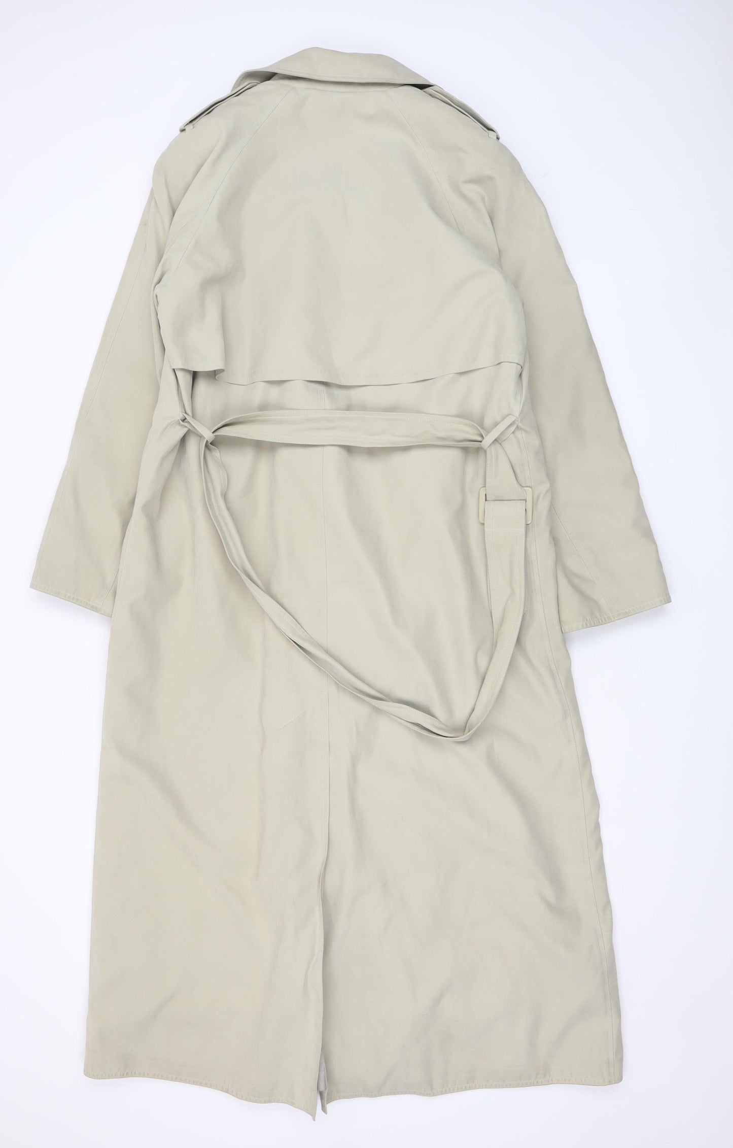 Gianfranco Corneli Women Beige Size 10 Long Trench Coat Belted Cotton Classic