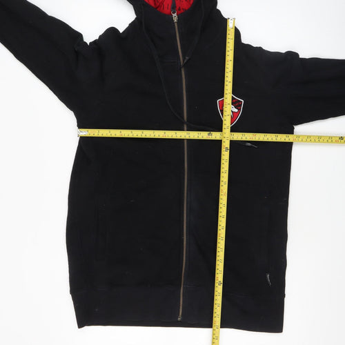 Nununu Men's Black Full Zip Hoodie with Red Lining Size M