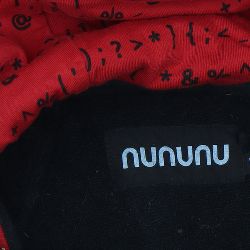 Nununu Men's Black Full Zip Hoodie with Red Lining Size M
