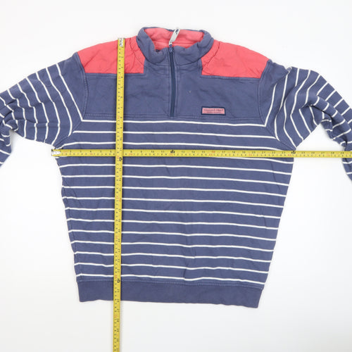 Vineyard Vines Men's Blue Striped 1/2 Zip Cotton Sweatshirt M