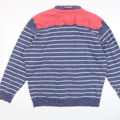 Vineyard Vines Men's Blue Striped 1/2 Zip Cotton Sweatshirt M