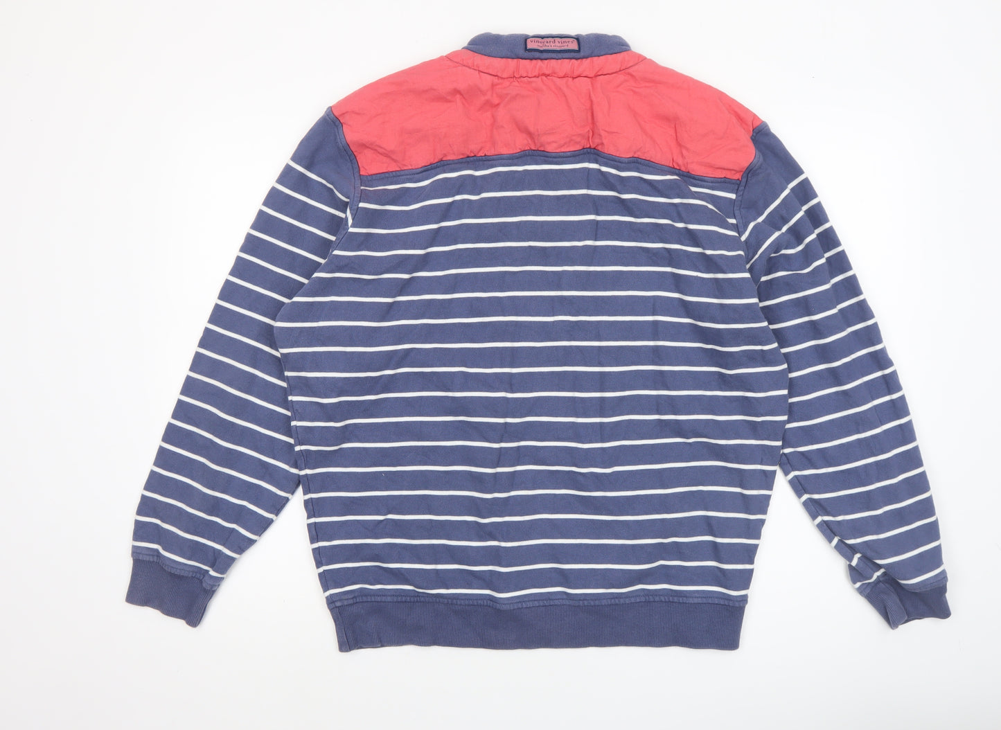 Vineyard Vines Men's Blue Striped 1/2 Zip Cotton Sweatshirt M