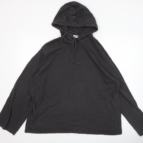 Weekday Women Black Cotton Pullover Hoodie Size L Relaxed Fit