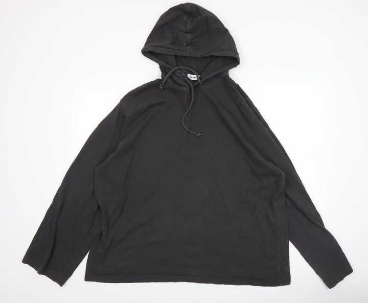 Weekday Women Black Cotton Pullover Hoodie Size L Relaxed Fit