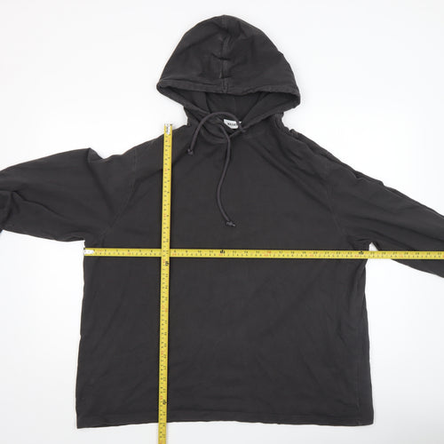 Weekday Women Black Cotton Pullover Hoodie Size L Relaxed Fit