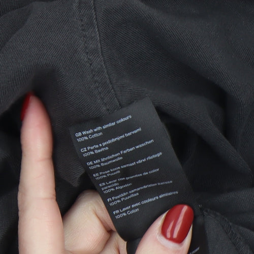 Weekday Women Black Cotton Pullover Hoodie Size L Relaxed Fit