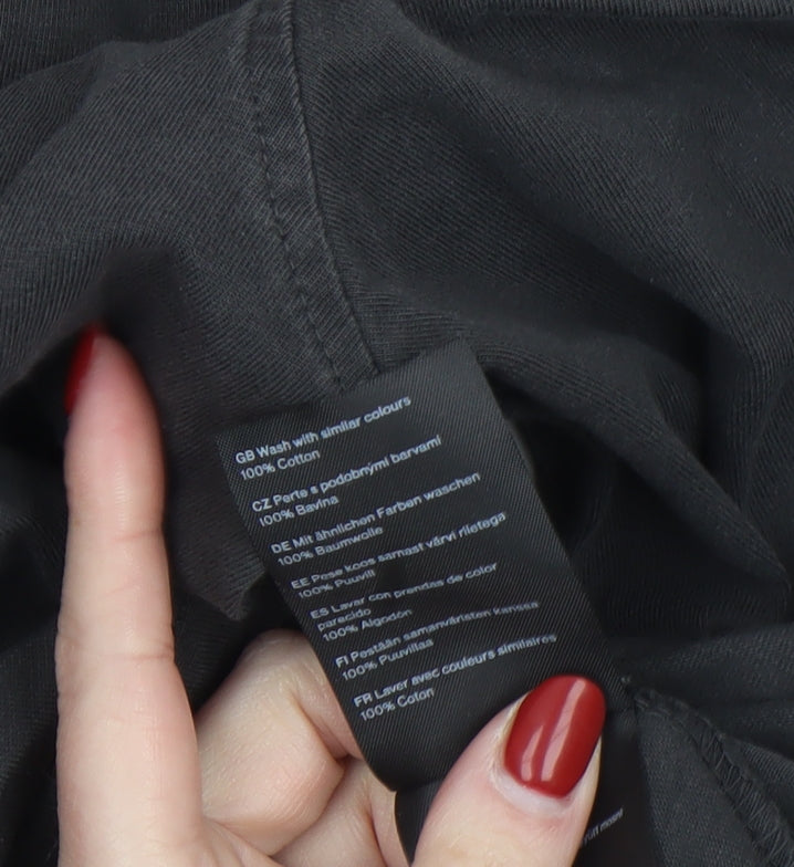 Weekday Women Black Cotton Pullover Hoodie Size L Relaxed Fit