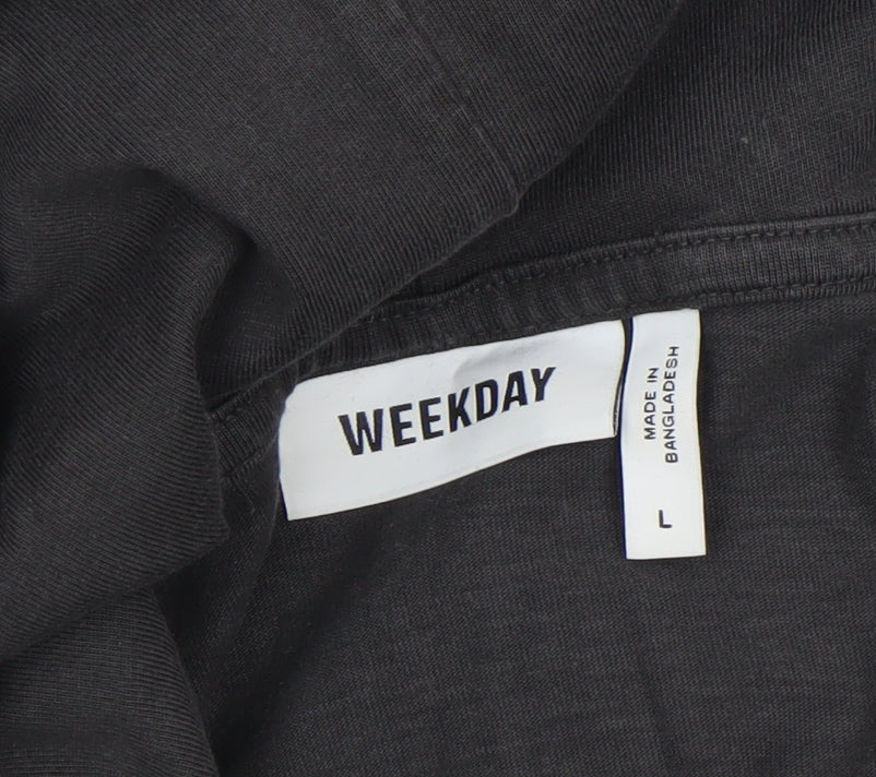 Weekday Women Black Cotton Pullover Hoodie Size L Relaxed Fit