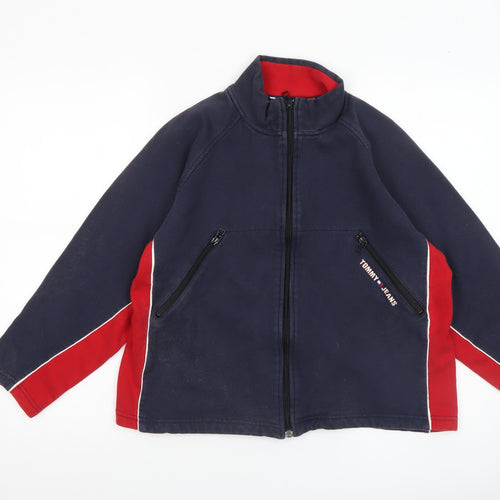 Tommy Hilfiger Boys Blue Full Zip Cotton Jacket Size L Classic Logo