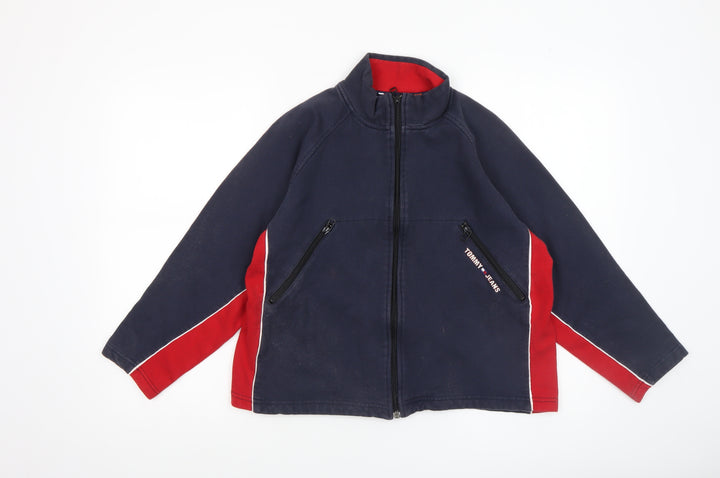 Tommy Hilfiger Boys Blue Full Zip Cotton Jacket Size L Classic Logo