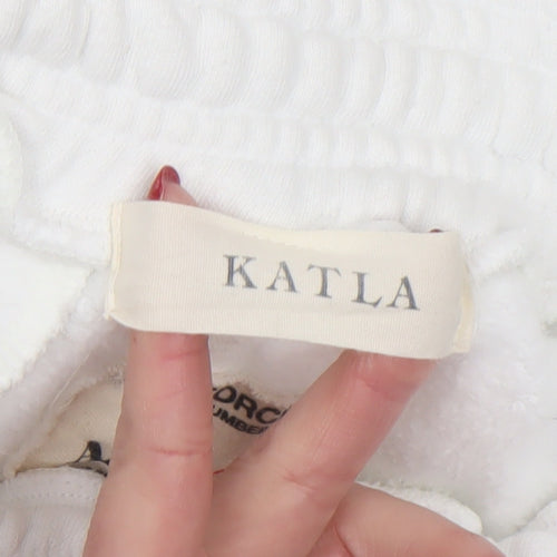 Katla Womens White Relaxed Fit Cupro Modal Sweatpants Size S