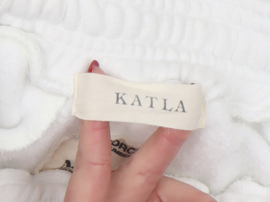 Katla Womens White Relaxed Fit Cupro Modal Sweatpants Size S