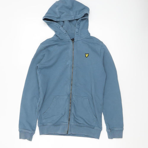 Lyle & Scott Junior Boys Blue Full Zip Hoodie 10-11 Years Cotton Logo