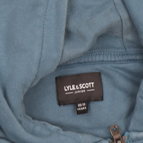 Lyle & Scott Junior Boys Blue Full Zip Hoodie 10-11 Years Cotton Logo
