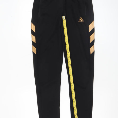 Adidas Boys Black Jogger Trousers 13-14 Years with Gold Stripes