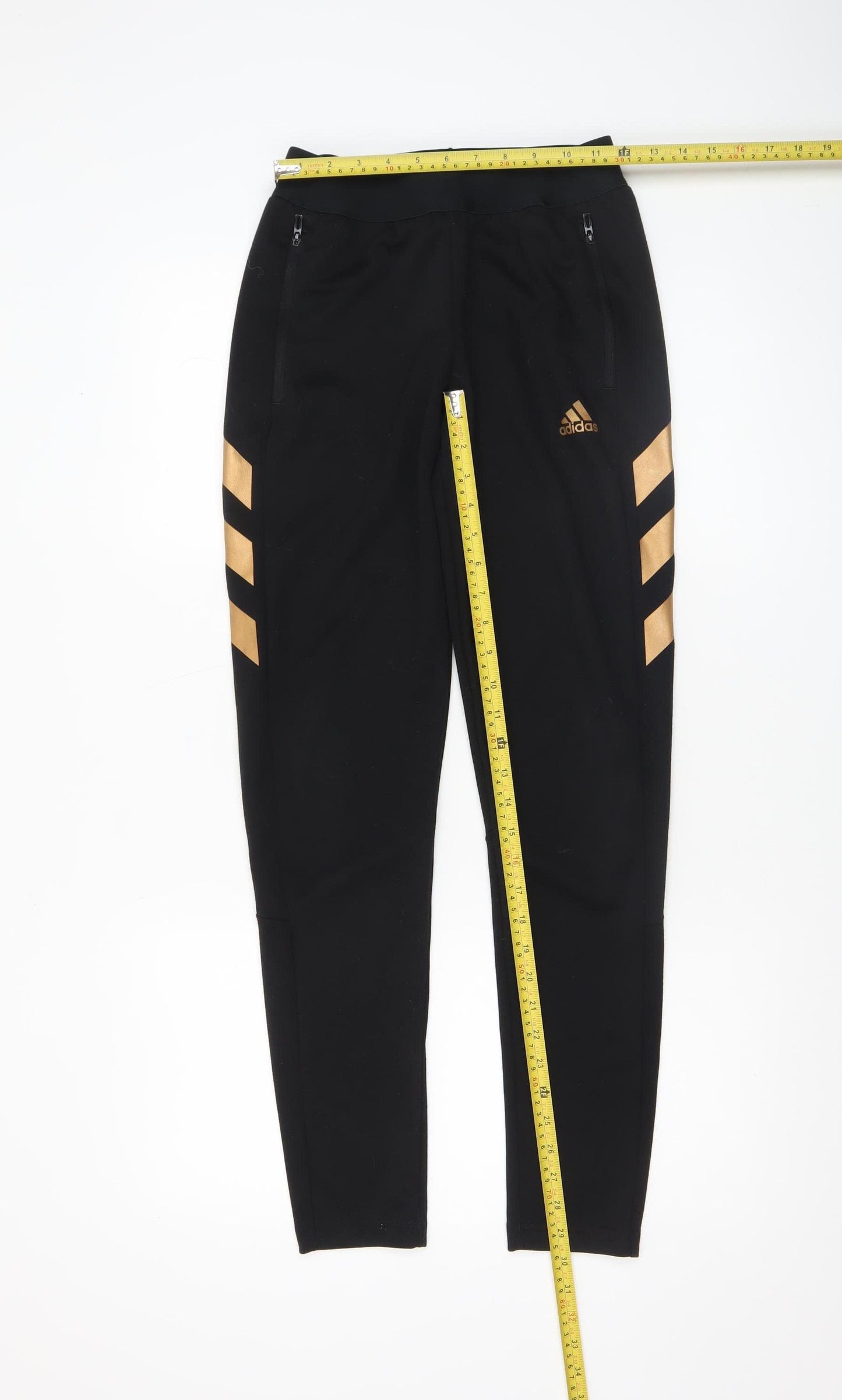 Adidas Boys Black Jogger Trousers 13-14 Years with Gold Stripes