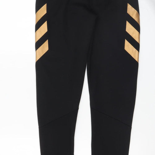 Adidas Boys Black Jogger Trousers 13-14 Years with Gold Stripes