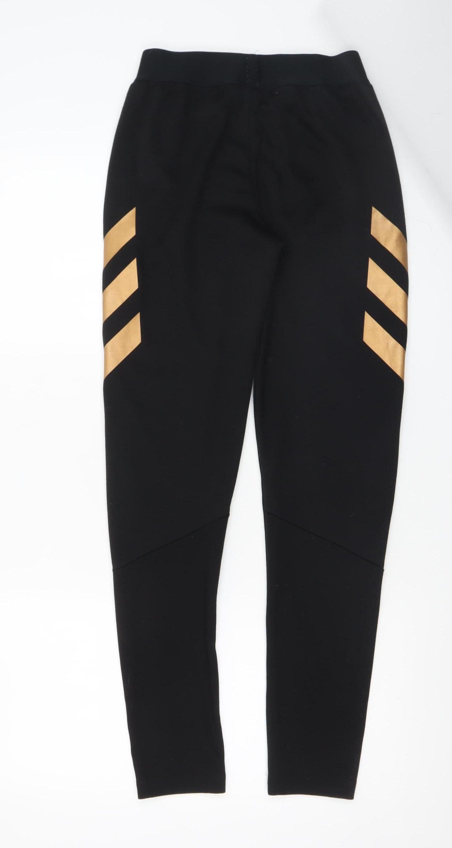Adidas Boys Black Jogger Trousers 13-14 Years with Gold Stripes