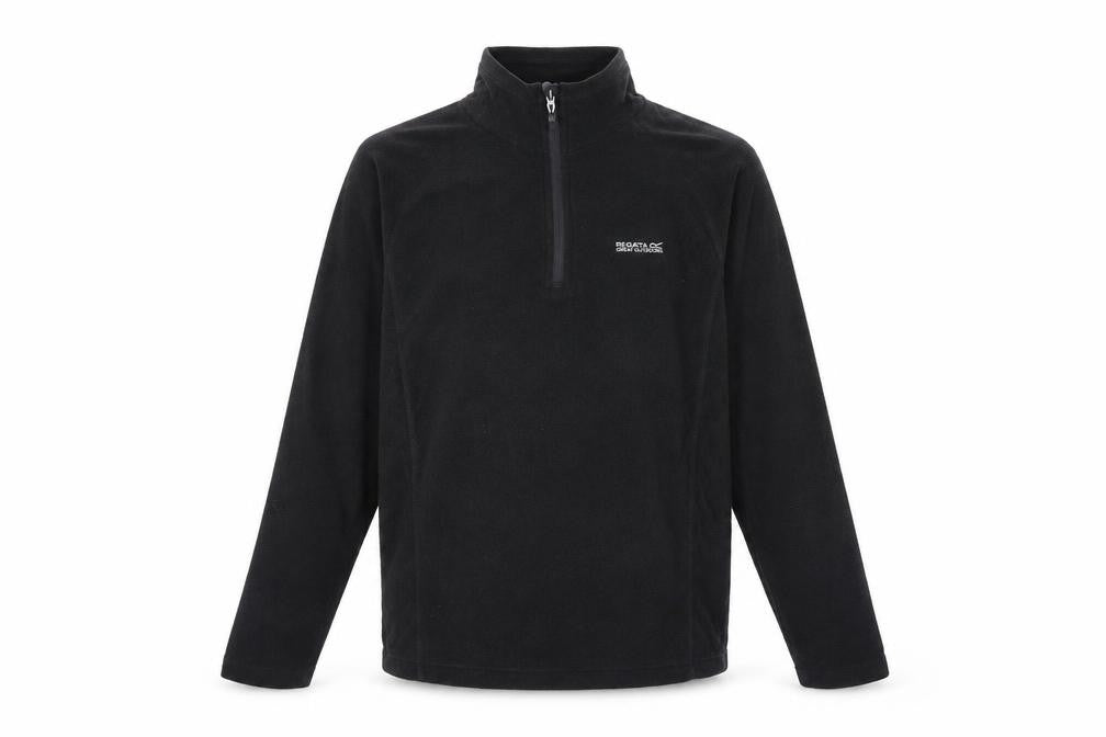 Front view of Regatta Men’s Black Fleece 1/2 Zip Pullover Sweatshirt, size S