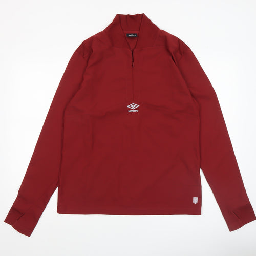 Umbro Men’s Red Long Sleeve 1/4 Zip Training Top Size M