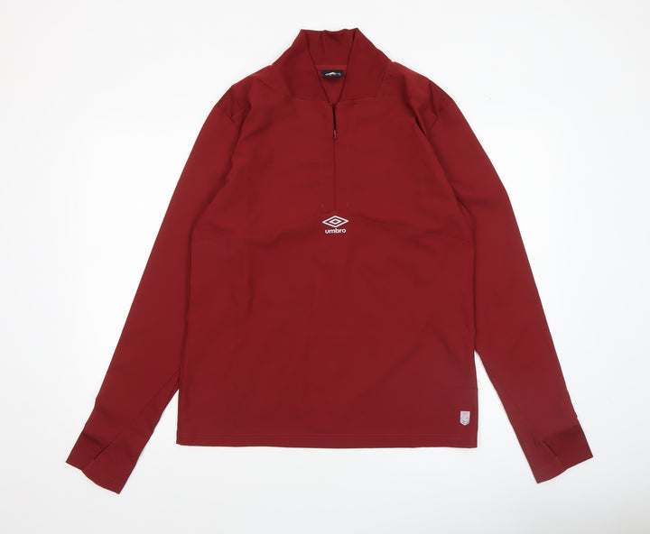 Umbro Men’s Red Long Sleeve 1/4 Zip Training Top Size M