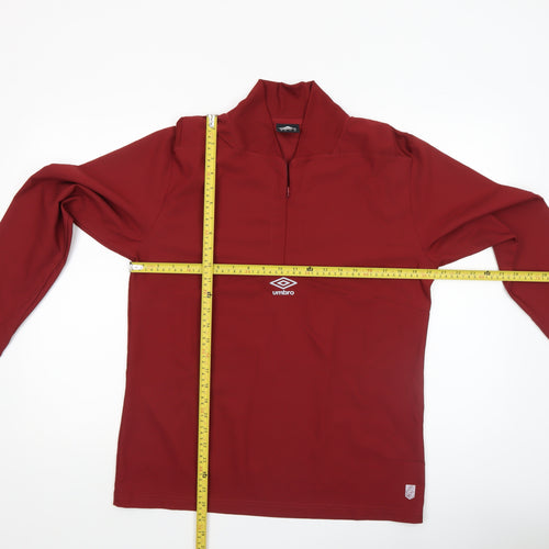 Umbro Men’s Red Long Sleeve 1/4 Zip Training Top Size M