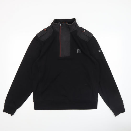 Duck and Cover Men's Black Medium 1/2 Zip Sweatshirt High Neck