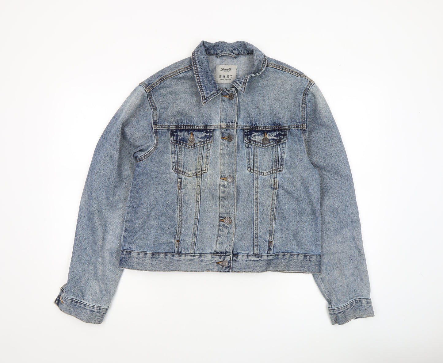 Denim Co. Womens Blue Denim Basic Jacket Size 16