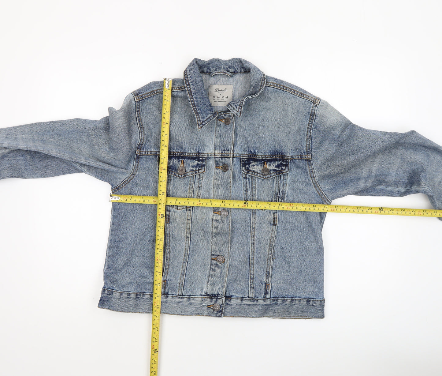 Denim Co. Womens Blue Denim Basic Jacket Size 16