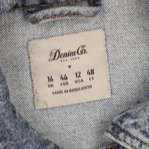 Denim Co. Womens Blue Denim Basic Jacket Size 16