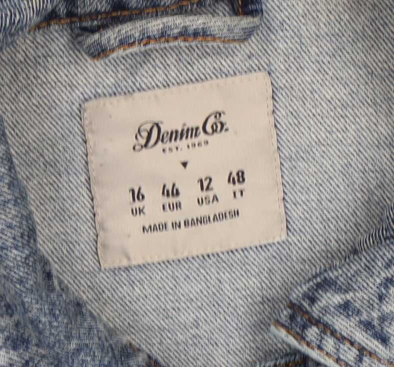 Denim Co. Womens Blue Denim Basic Jacket Size 16