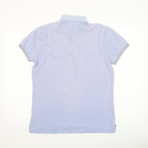 Massimo Dutti Men's Light Blue Casual Fit Cotton Polo Shirt M