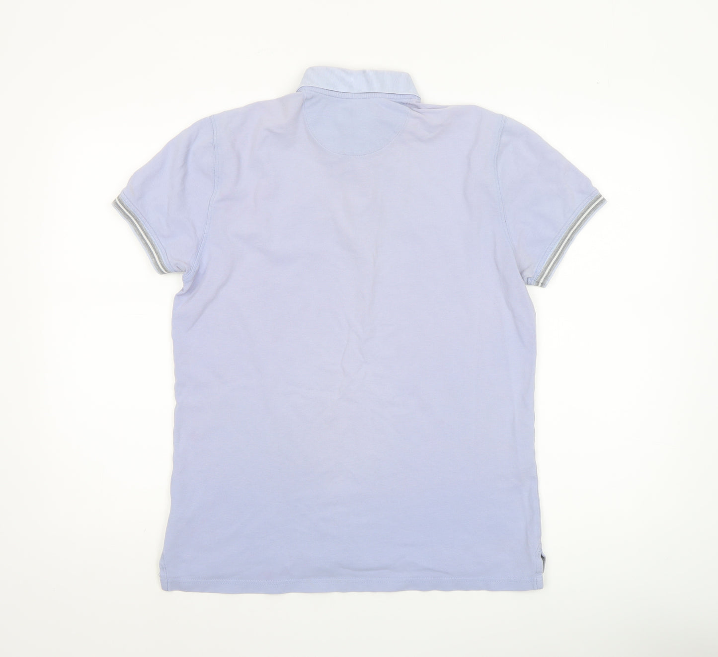 Massimo Dutti Men's Light Blue Casual Fit Cotton Polo Shirt M