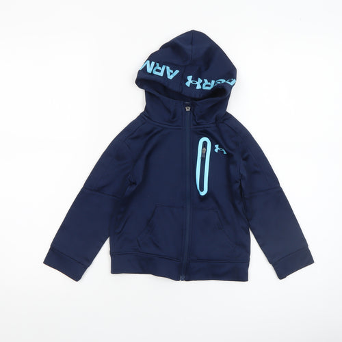 Under Armour Boys Blue Full Zip Hoodie 2-3 Years Hooded Sports Top