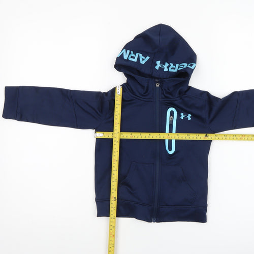Under Armour Boys Blue Full Zip Hoodie 2-3 Years Hooded Sports Top