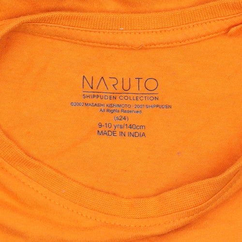 Naruto Shippuden Boys Orange 9-10 Years Graphic Cotton T-Shirt