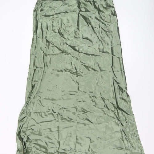 Sinead Keary Women’s Green Satin Midi Skirt XL Elastic Waist Viscose Blend
